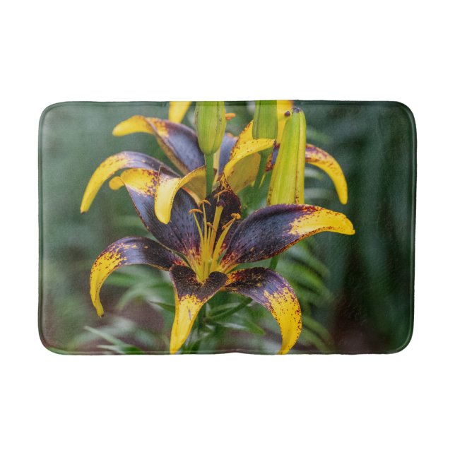 Tapis De Bain Black Gold Hybrid Asiatique Lily, Fleur Photograph (Devant)