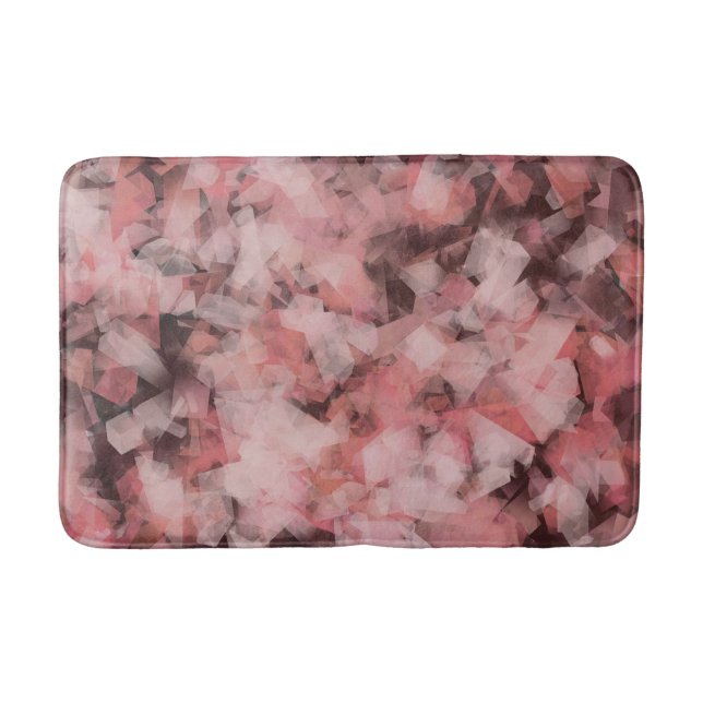 Tapis De Bain Black Gray Pink White Modern Geometric Abstract (Devant)
