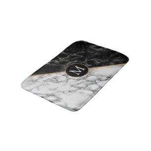 Tapis De Bain Black & Marbre blanc Stone tendance - Ajouter votr