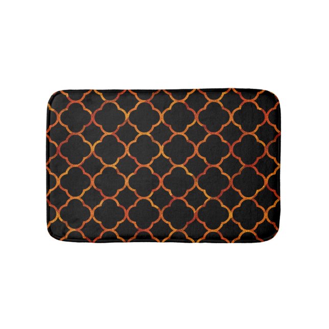 Tapis De Bain Black Rustic Gold Quatrefoil Patterns Elegant Cool (Devant)