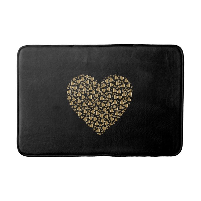 Tapis De Bain Black Simple Gold Heart (Devant)