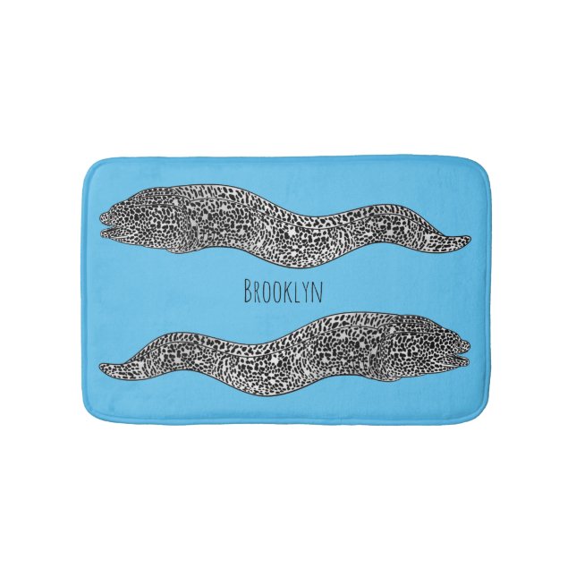 Tapis De Bain Black spotted moray eel cartoon illustration (Devant)