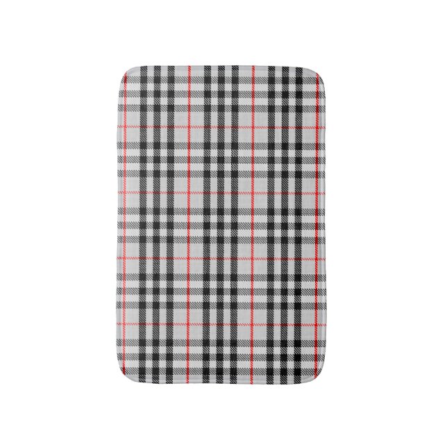 Tapis De Bain Black White Red Classic Checkered Fabric (Devant (Vertical))