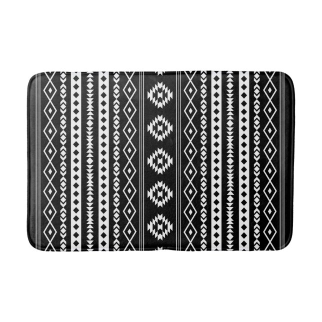 Tapis De Bain Blanc aztèque sur Motif noir à motifs mixtes (V) (Devant)