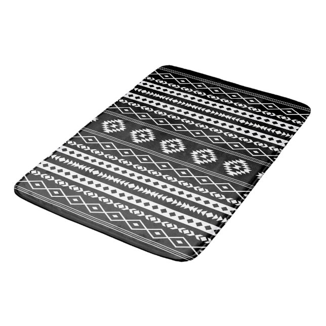 Tapis De Bain Blanc aztèque sur Motif noir à motifs mixtes (V) (Angle)