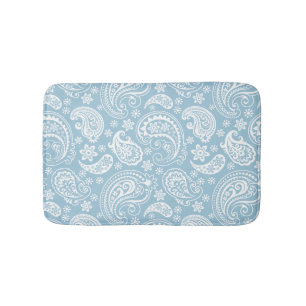 Tapis De Bain Blanc & Bébé Bleu Vintage Paisley