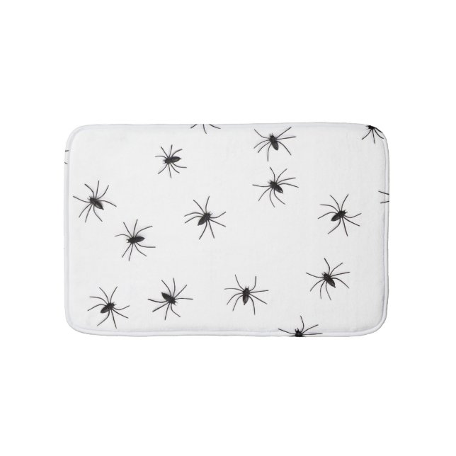 Tapis De Bain Blanc effrayant avec araignées noires Halloween (Devant)