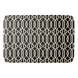 Tapis De Bain Blanc élégant à la mode de noir de motif de