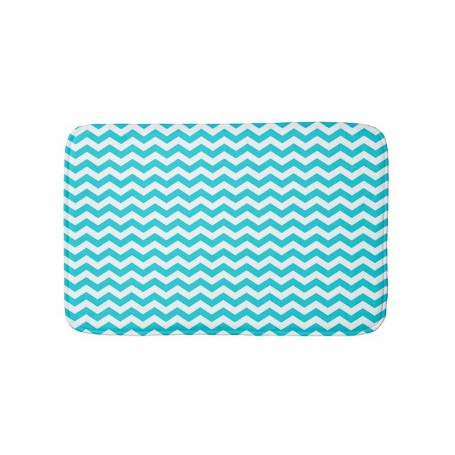 Tapis De Bain Blanc et motif de zigzag d'Aqua (Devant)