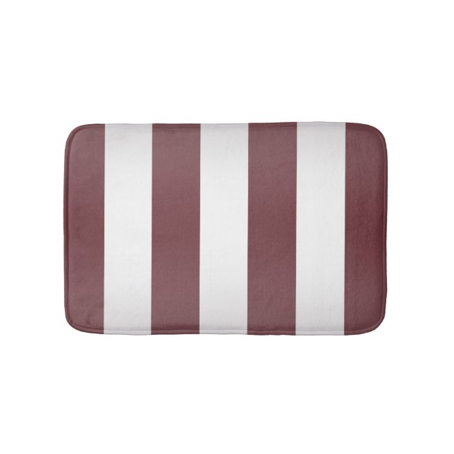 Tapis De Bain Blanc Gris Bourgogne Rouge rayé (Devant)