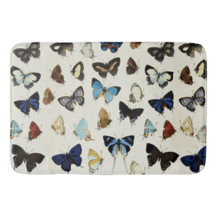 Tapis De Bain BLANC NOIR BUTTERFLIES BLEU Beauté Nature Lover