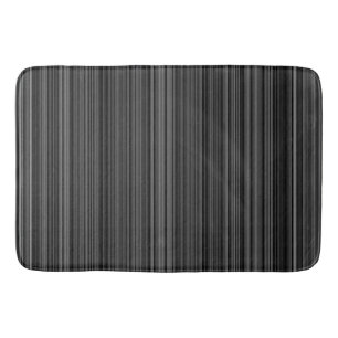 Tapis de bain blanc noir de rayure de gris argent