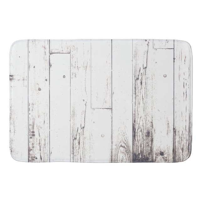 Tapis De Bain Blanc Shabby Chic Bois Grange Rustique Ferme (Devant)