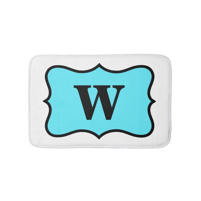 Tapis De Bain Blanc Turquoise Aqua Blue Monogram Accueil initial (Devant)