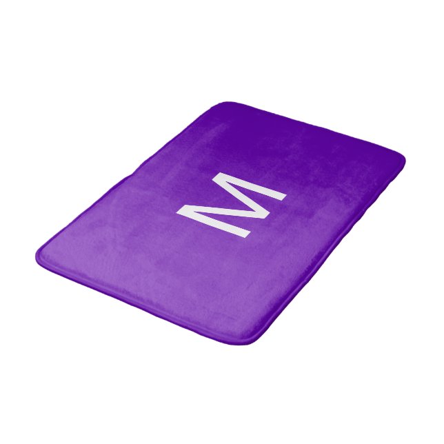 Tapis De Bain Blanc violet clair monogramme (Angle)