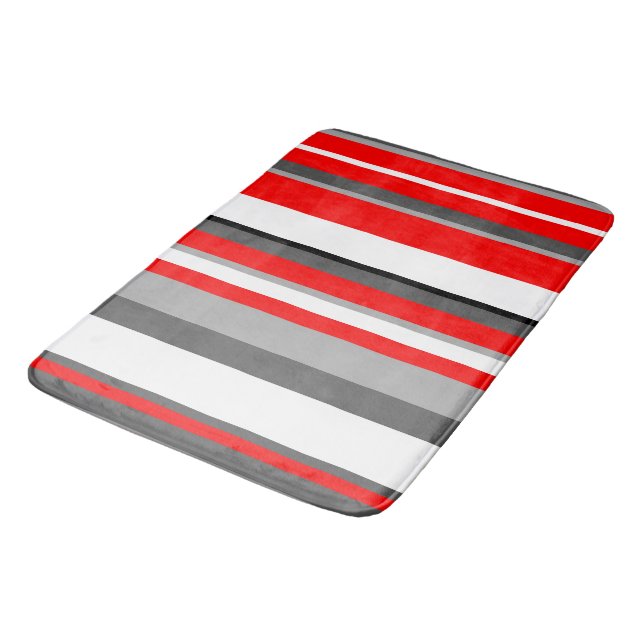 Tapis De Bain Blancs rouges et gris (Angle)