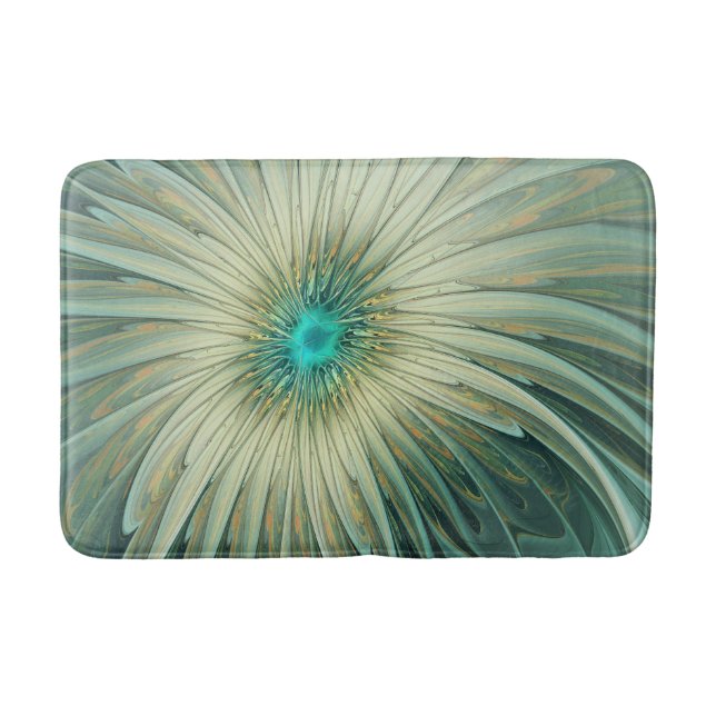 Tapis De Bain Blé Turquoise Fleur d'Imaginaire Abstrait moderne (Devant)