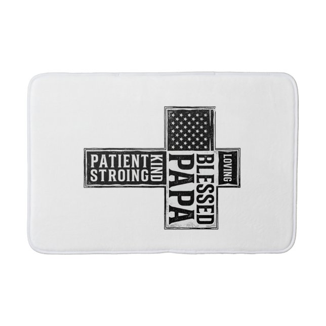 Tapis De Bain Blessed Papa Cross Christian Vintage Typography De (Devant)