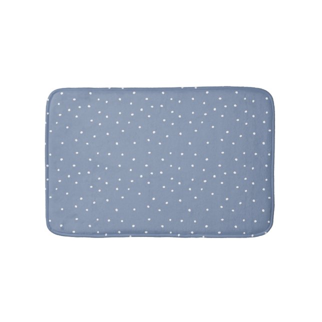 Tapis De Bain Bleu Acier Points Dispersés Mignons (Devant)