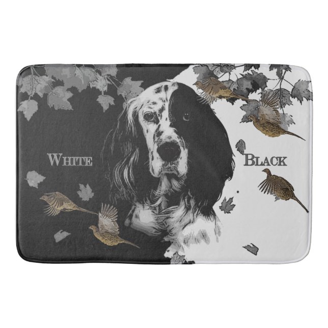 Tapis De Bain Bleu anglais noir et blanc (Devant)