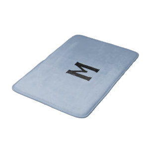 Tapis De Bain Bleu ardoise noir monogramme