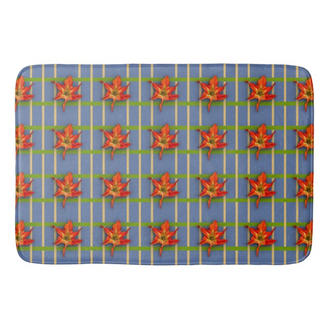 Tapis De Bain Bleu avec Amaryllis Bain Mat (Devant)