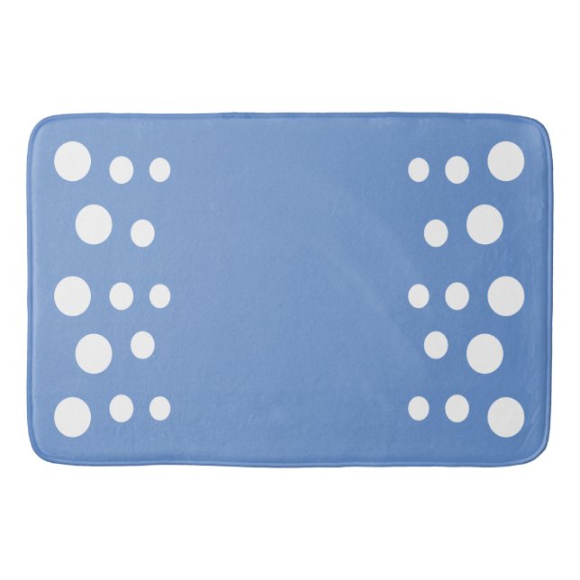Tapis De Bain Bleu barbeau et blanc Bulles modernes Points (Devant)
