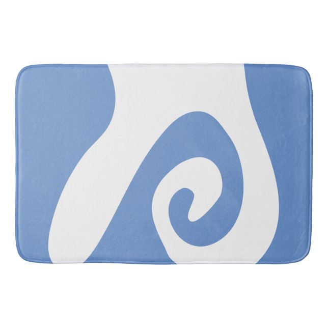 Tapis De Bain Bleu barbeau et blanc tourbillon vague (Devant)