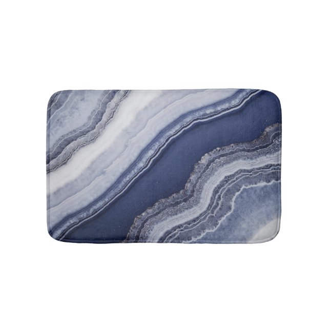 Tapis De Bain Bleu blanc Agate Marbre (Devant)