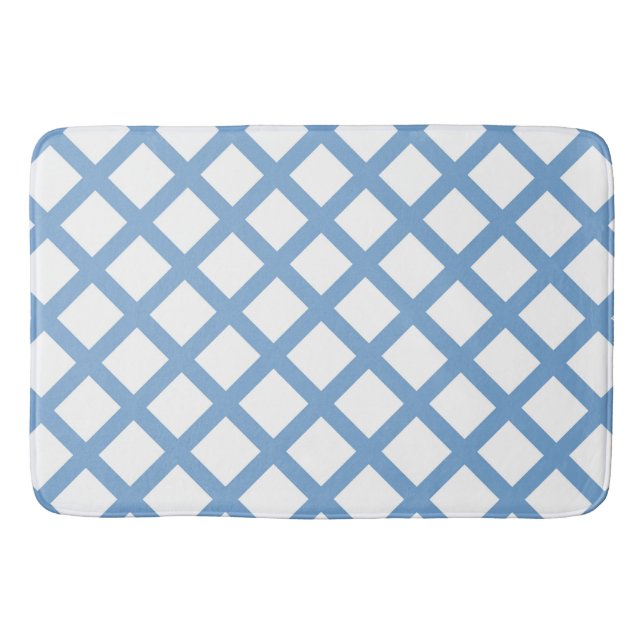Tapis De Bain Bleu Blanc Arlequin Diamond Motif (Devant)
