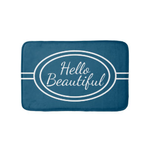 Tapis De Bain Bleu & Blanc Bonjour Belle Mat Bain