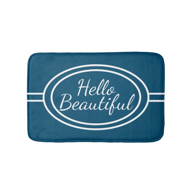 Tapis De Bain Bleu & Blanc Bonjour Belle Mat Bain (Devant)
