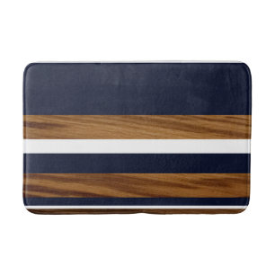 Tapis De Bain Bleu blanc de la Marine des Bois