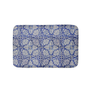 Tapis De Bain Bleu & Blanc Méditerranéen Vintage motif floral