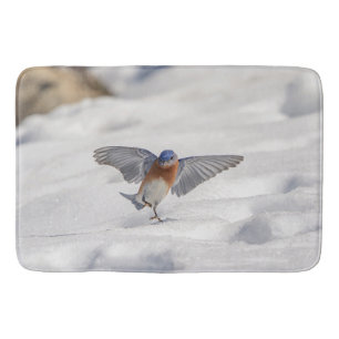 Tapis De Bain Bleu bleu oriental dansant dans la neige