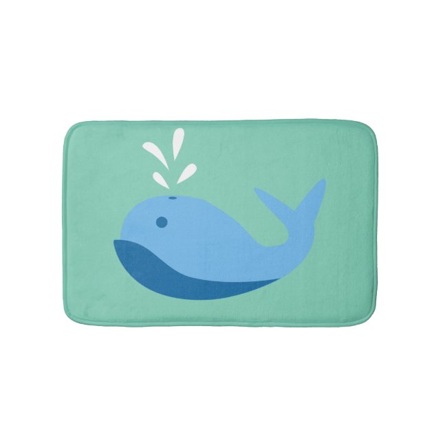 Tapis De Bain Bleu Cartoon Baleine Cuisine de bain personnalisée (Devant)