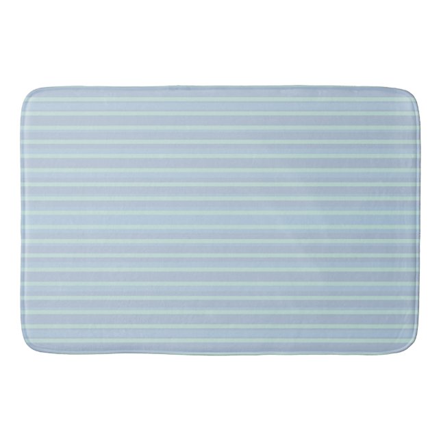 Tapis De Bain Bleu chatoyant moderne rayé (Devant)
