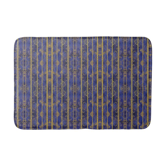 Tapis De Bain Bleu Chic Pailleté Or (Devant)