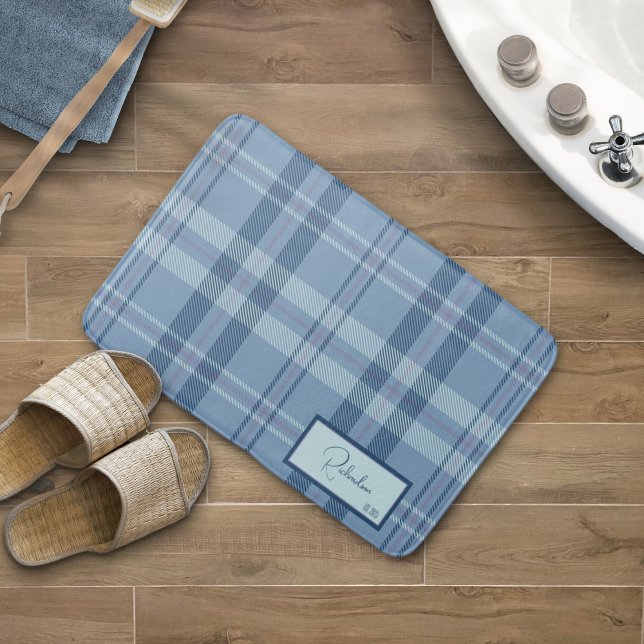 Tapis de bain bleu ciel à carreaux modernes (Créateur téléchargé)