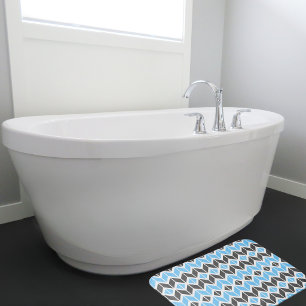 Tapis De Bain Bleu ciel moderne gris foncé géométrique en chevro