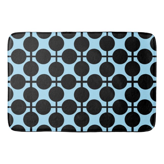 Tapis De Bain Bleu clair avec géométrie noire (Devant)