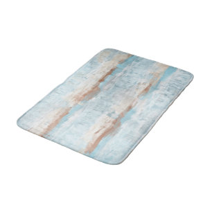 Tapis De Bain Bleu clair Brown Aquarelle Blancs