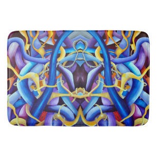 Tapis De Bain Bleu contemporain illusion d'optique Abstraite