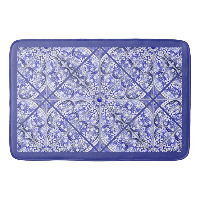 Tapis De Bain Bleu de dentelle en céramique de Grèce (Devant)