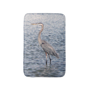 Tapis de bain bleu de l'eau de héron