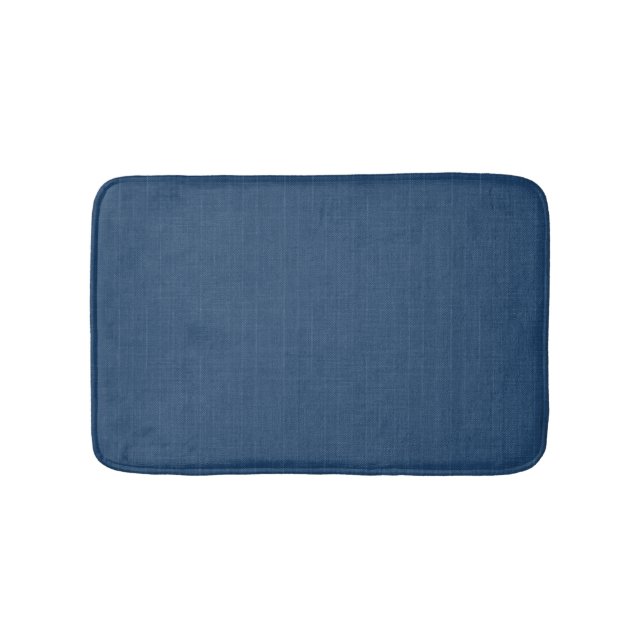 Tapis De Bain Bleu denim uni texturé (Devant)