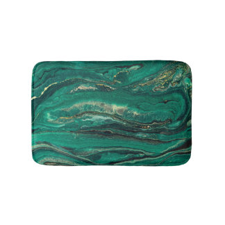 Tapis De Bain Bleu doré Marbling : Art fluide