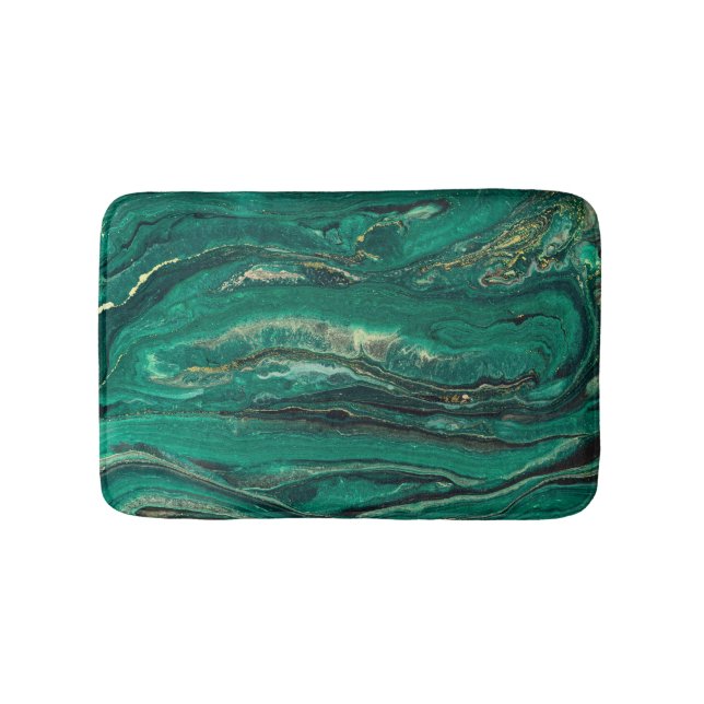 Tapis De Bain Bleu doré Marbling : Art fluide (Devant)