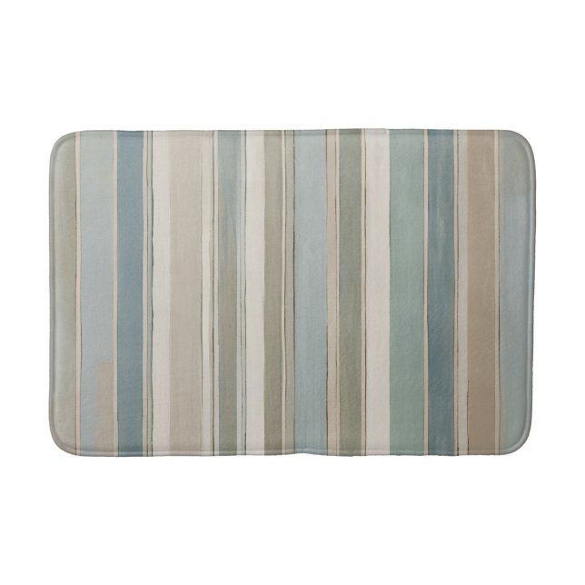 Tapis De Bain Bleu Duché Turquoise Sage Beige Stripe (Devant)