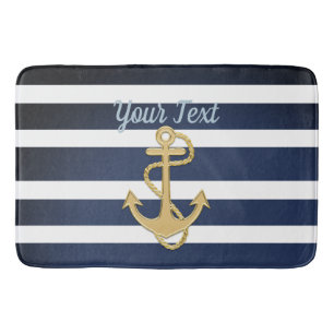 Tapis De Bain Bleu et Ancre Gold Nautique